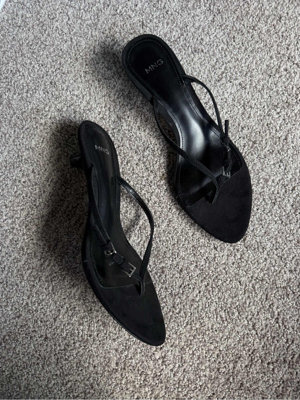 Mango Black Kitten Heel Sandals